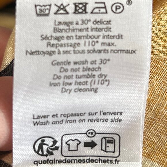 Sezane Koffi Blouse Rayure Ocre Ecru Noir - Size 46-XXXL-18 - Picture 5 of 6